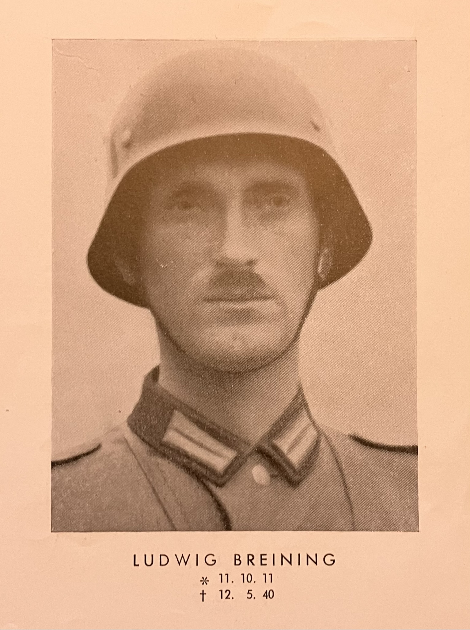Ludwig Breining, offizielles Soldatenfoto, * 11.10.11 † 12.5.40